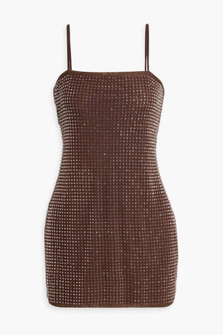 ALEXANDER WANG CRYSTAL-EMBELLISHED TULLE MINI SLIP DRESS - Size 2