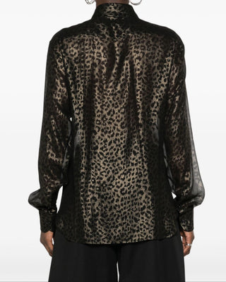 Tom Ford Sheer Leopard Print Button-Front Blouse