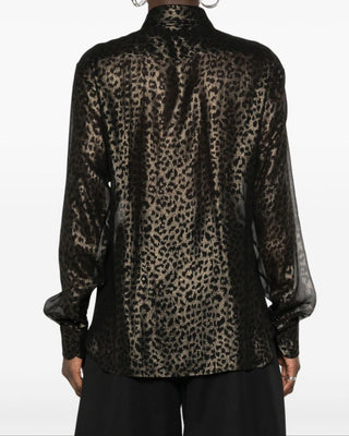 Tom Ford Sheer Leopard Print Button-Front Blouse