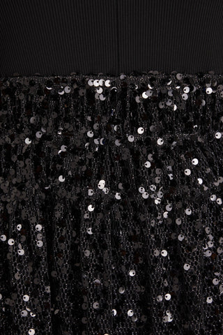 MAJE SEQUINED TIERED OPEN-KNIT AND STRETCH-JERSEY MIDI DRESS - Size 36