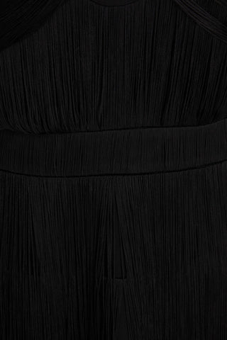 SIMKHAI BALDWIN FRINGED DRAPED CREPE HALTERNECK MAXI DRESS - Size 6