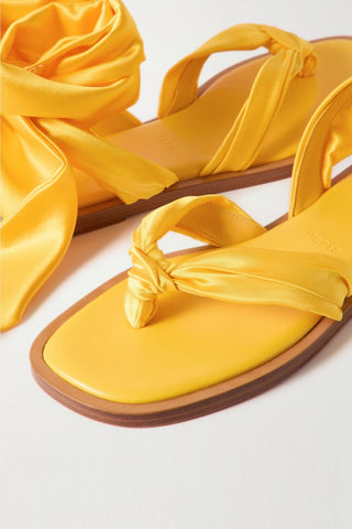 CHRISTIAN LOUBOUTIN NILO DU DESERT TIE-DETAILED SATIN-CREPE SANDALS - Size 38