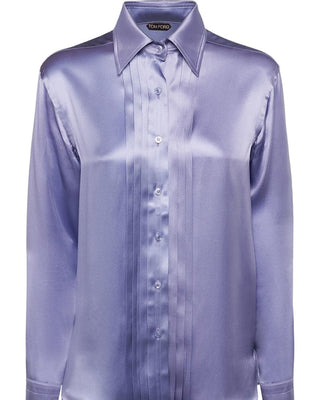 Tom Ford Silk Pintuck Front Dress Shirt Purple