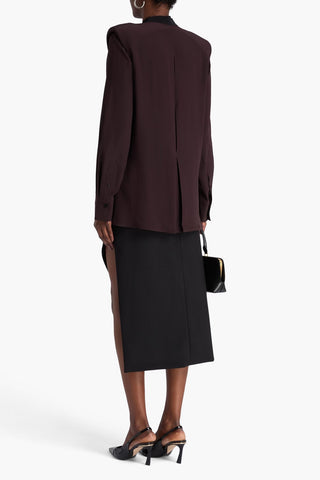 VICTORIA BECKHAM PLEATED SILK CREPE DE CHINE BLOUSE - Size 10
