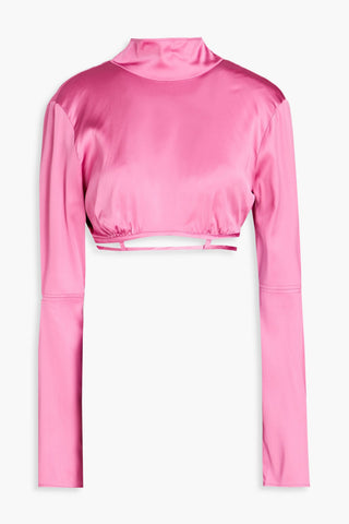 JACQUEMUS MENTALO CROPPED CUTOUT SATIN TOP - Size 38