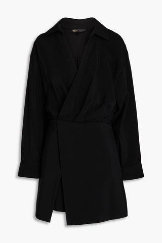 MAJE WRAP-EFFECT WOVEN PLAYSUIT - Size 36