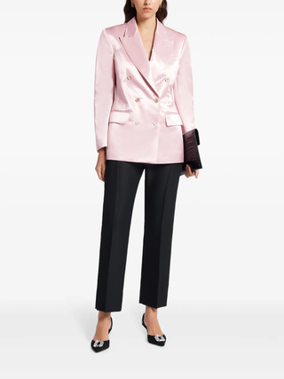 Tom Ford Silk Satin Double-Breasted Blazer Pink