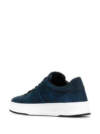 Tods Blue Nubuck Lace-Up Low-Top Sneakers with Contrast Sole