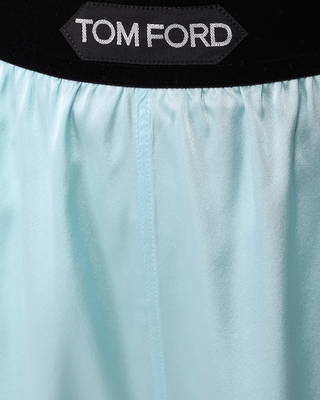 Tom Ford Silk Blue Logo-Waistband Boxer Shorts
