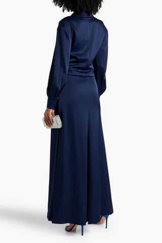 HALSTON WRAP-EFFECT SATIN MAXI DRESS - Size 4