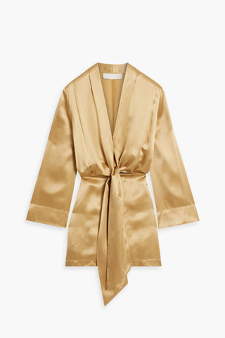 MICHELLE MASON SILK-SATIN MINI WRAP DRESS - Size 4