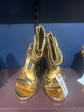 Tom Ford Metallic Strappy Ankle-Strap High-Heel Sandals