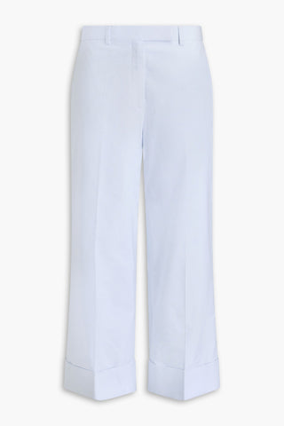 THOM BROWNE CROPPED COTTON OXFORD STRAIGHT-LEG PANTS - Size 38