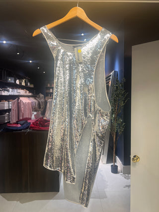 Tom Ford Sequined Asymmetrical Sleeveless Tunic Silver