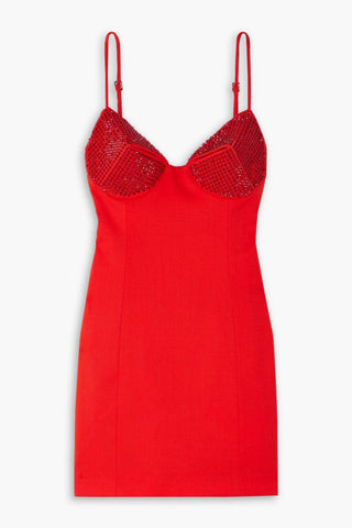 AREA CRYSTAL-EMBELLISHED WOOL-BLEND MINI DRESS - Size 2
