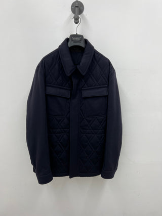 ZENGA Felted Wool Quilted Shirt Jacket Navy