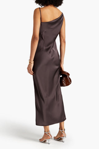 NANUSHKA LENNIE DRAPED SATIN MIDI SLIP DRESS - Size S