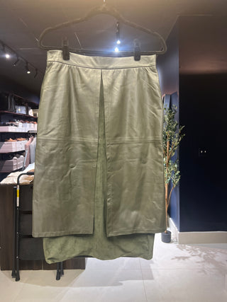 Tom Ford Layered Leather Suede Front Slit Midi Skirt