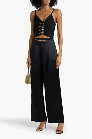 CULT GAIA TASHA CUTOUT SATIN WIDE-LEG PANTS - Size 4