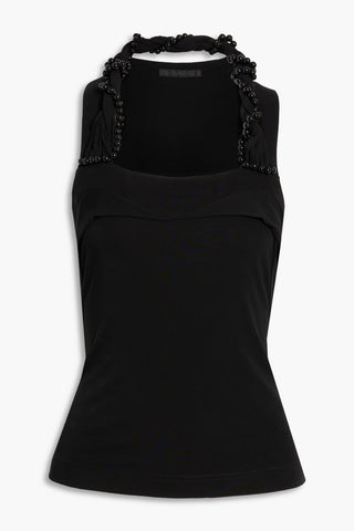 HELMUT LANG EMBELLISHED TWISTED JERSEY TOP - Size M