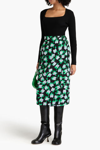 DIANE VON FURSTENBERG ELMA FLORAL-PRINT CADY MIDI WRAP SKIRT - Size 10
