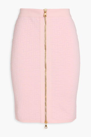 BALMAIN JACQUARD-KNIT WOOL-BLEND MINI SKIRT - Size 40