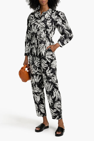 FARM RIO PRINTED COTTON-BLEND POPLIN JUMPSUIT - Size M