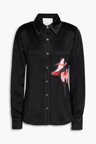 3.1 PHILLIP LIM APPLIQUD SATIN SHIRT - Size 0