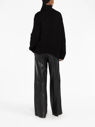 Tom Ford Ribbed Knit Oversized Turtleneck Sweater Black