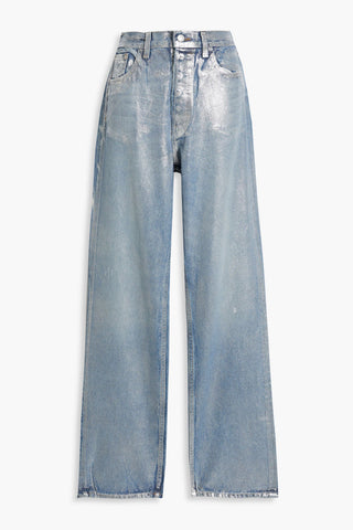 EB DENIM COATED METALLIC HIGH-RISE STRAIGHT-LEG JEANS - Size 31
