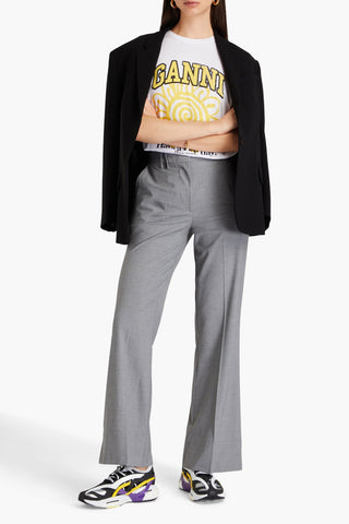 GANNI TWILL FLARED PANTS - Size 34