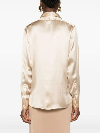 Tom Ford Silk Pintuck Button-Up Shirt Gold