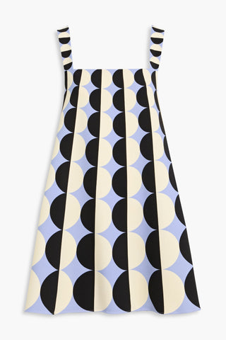 OSCAR DE LA RENTA PRINTED WOOL-BLEND CREPE MINI DRESS - Size M
