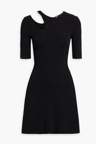 MAJE CUTOUT RIBBED-KNIT MINI DRESS - Size 34