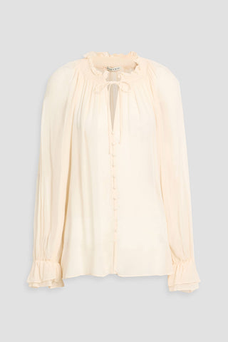 ALICE + OLIVIA JOSEPHINE RUFFLED CHIFFON BLOUSE - Size L