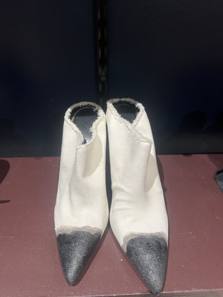Tom Ford Two-Tone Frayed Canvas Pointed-Toe Ankle Boots