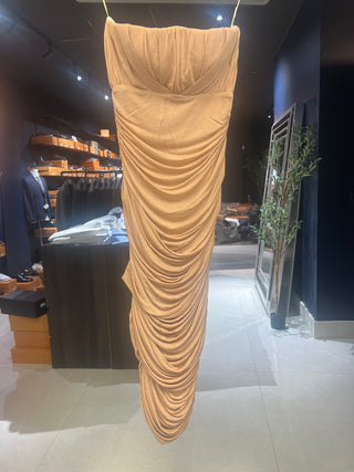 Tom Ford Nude Ruched Strapless Gown