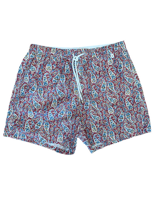 ISAIA Paisley Print Drawstring Swim Trunks