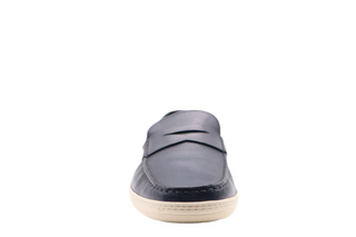 Tods Baltic Blue Leather Mocassin Loafer with Contrast Sole