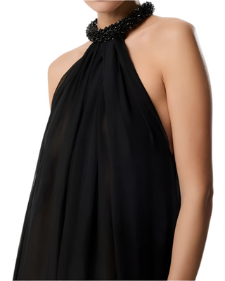 Tom Ford Sheer Halter-Neck Gown with Embellished Neckline