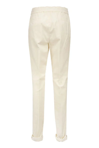 Brunello Cucinelli Velvet Drawstring Pleated Trousers in Ivory