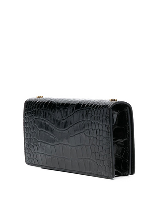 Tom Ford Croc-Effect Leather TF Plaque Mini Shoulder Bag