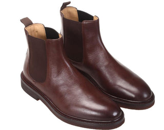 Brunello Cucinelli Leather Chelsea Boots with Elastic Panels Dark Brown