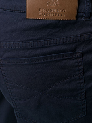 Brunello Cucinelli Cotton Five-Pocket Chinos Navy