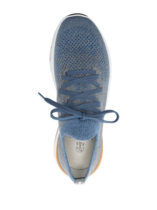 Brunello Cucinelli Brunello Cucinelli Knitted Low-Top Sneakers with Contrast Heel