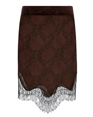 Tom Ford Lace Scalloped Hem Mini Skirt Dark Brown