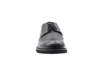 Tods Polished Leather Lace-Up Wingtip Derby Shoes Black
