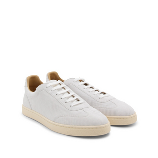 Brunello Cucinelli Perforated Suede Low-Top Sneakers with Contrast Sole