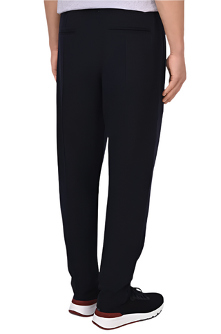 Brunello Cucinelli Cotton Drawstring Seamed Sweatpants in Navy