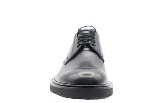 Tods Black Smooth Leather Lace-Up Derby Shoes with Flat Sole